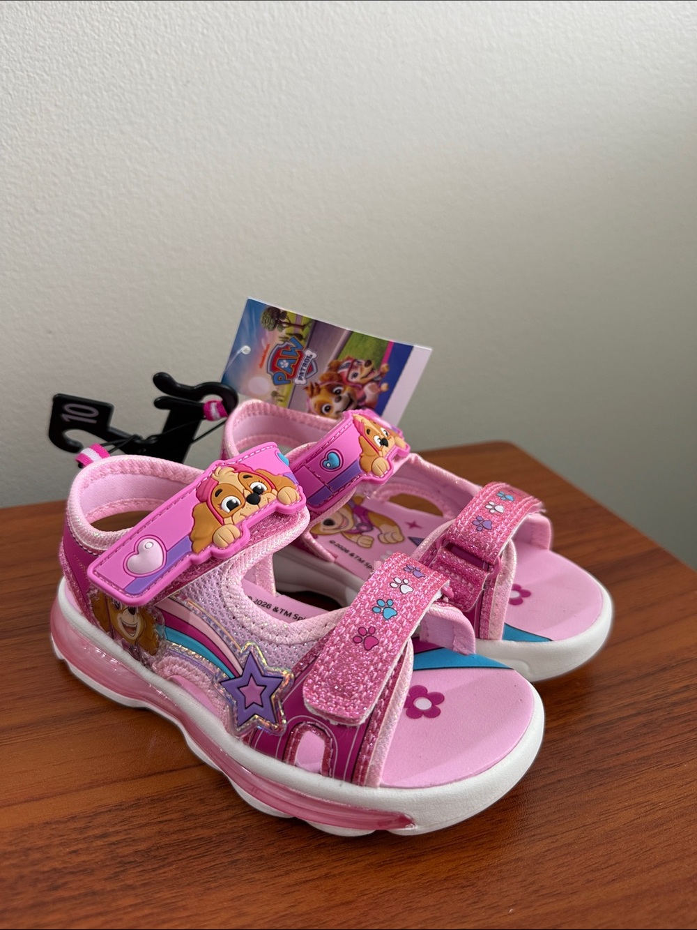 Paw Patrol Girls Pink Light-Up Sandals with Character Accents